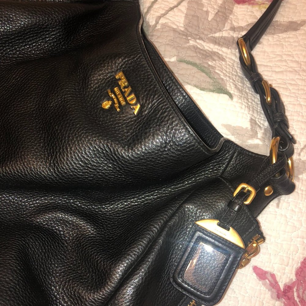 PRADA - LARGE LEATHER HOBO BAG